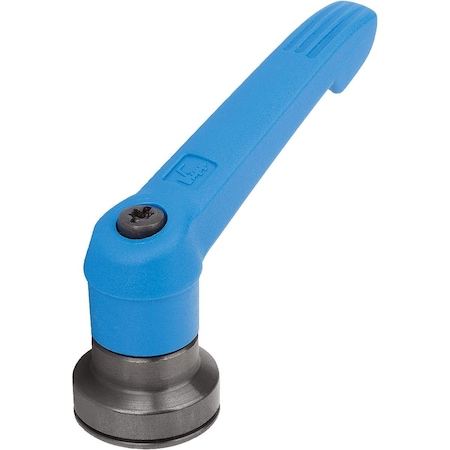 Adjustable Handle W Clamp Force Intensif Size:5, M12, Plastic Blue , Comp:Steel Black Oxidized